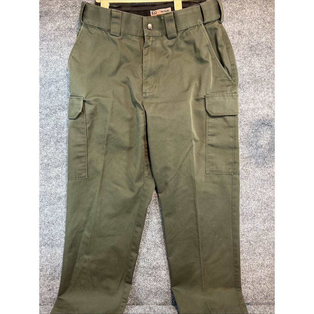 5.11 Tactical Men's Cargo Pants Olive Green — US Size 34 Waist (FR 42 / DE 50)